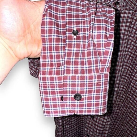 Eton Slim Fit Non-Iron Red Check BD Dress Shirt Size XL 17 - Picture 5 of 8